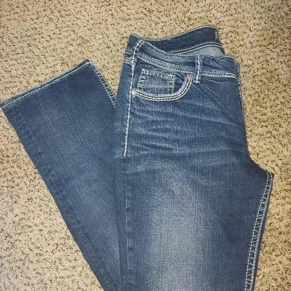 Silver Berkley Flap Women’s Blue Jeans Denim Size w26/L30 Stretchy Straight Embr - Picture 3 of 10